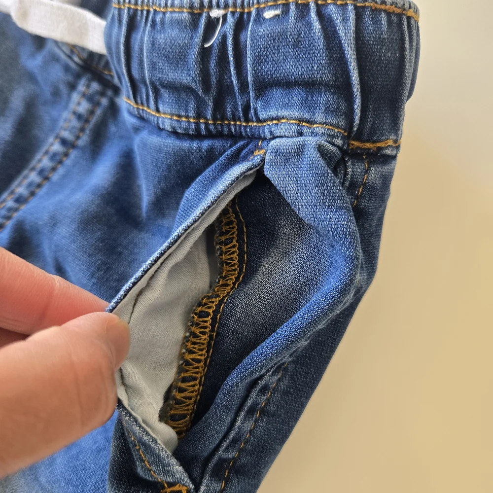 H&M Dark Blue Kids Denim Lined Joggers with Drawstring